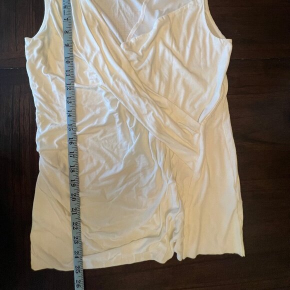 Vince Camuto Cream Sleeveless Draped Top, with sheer shoulder, Size Medium - Picture 10 of 10